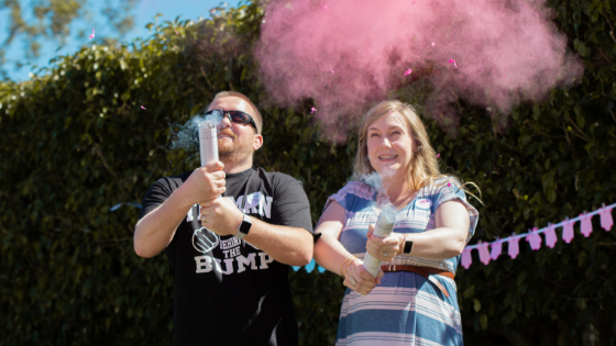 Parents-to-be reveal gender of unborn child with pink chalk dust
